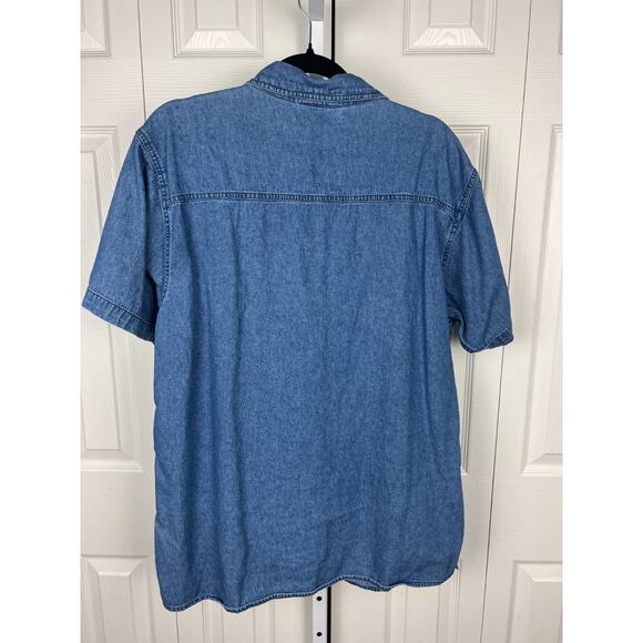 VTG Effeci Denim Short Sleeve Blouse Top Embroidered Dogs/Puppies Size XL - Picture 6 of 7